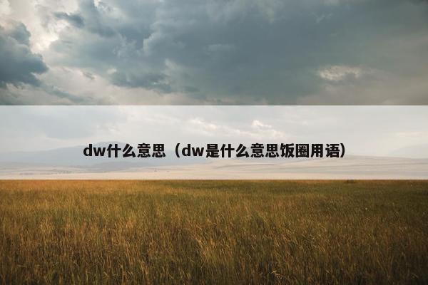 dw什么意思（dw是什么意思饭圈用语）