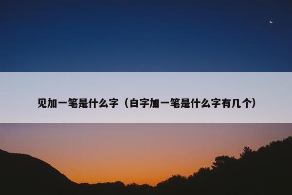 见加一笔是什么字（白字加一笔是什么字有几个）