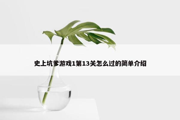 史上坑爹游戏1第13关怎么过的简单介绍