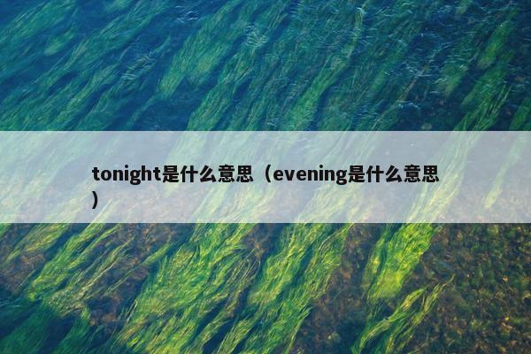 tonight是什么意思（evening是什么意思）