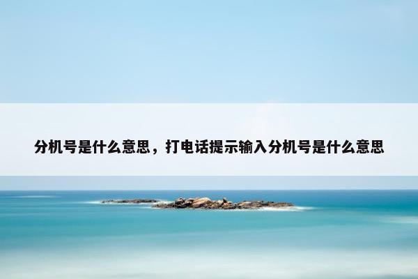 分机号是什么意思，打电话提示输入分机号是什么意思