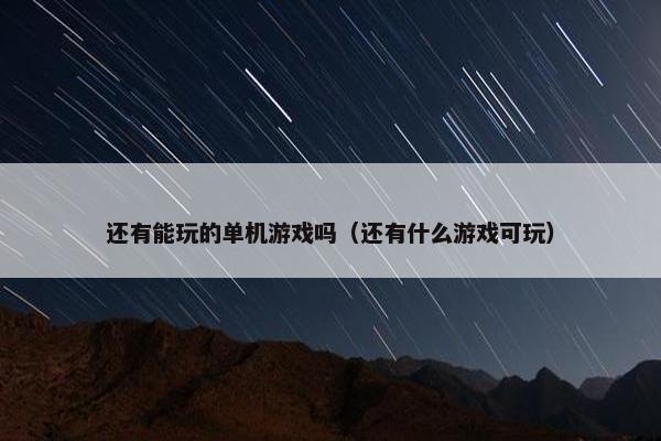 还有能玩的单机游戏吗（还有什么游戏可玩）