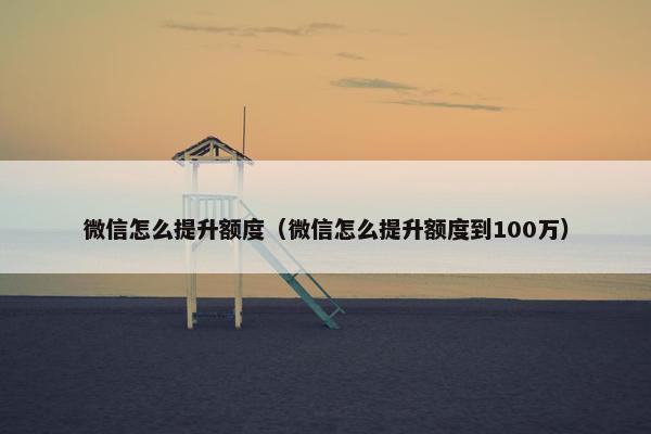 微信怎么提升额度（微信怎么提升额度到100万）