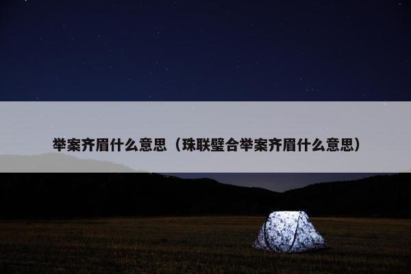 举案齐眉什么意思（珠联璧合举案齐眉什么意思）