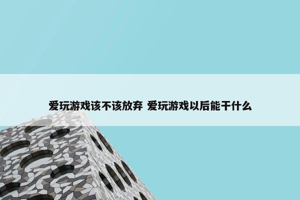 爱玩游戏该不该放弃 爱玩游戏以后能干什么