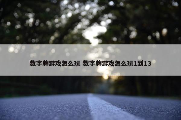 数字牌游戏怎么玩 数字牌游戏怎么玩1到13