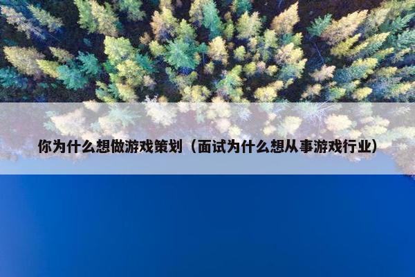 你为什么想做游戏策划（面试为什么想从事游戏行业）