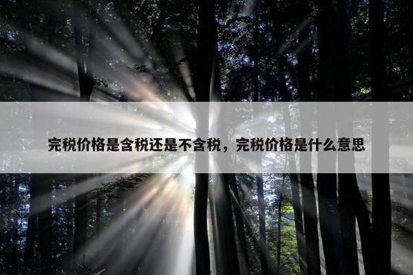 完税价格是含税还是不含税，完税价格是什么意思