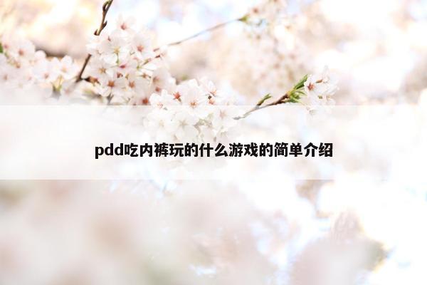 pdd吃内裤玩的什么游戏的简单介绍