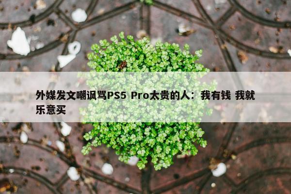 外媒发文嘲讽骂PS5 Pro太贵的人：我有钱 我就乐意买