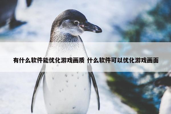 有什么软件能优化游戏画质 什么软件可以优化游戏画面