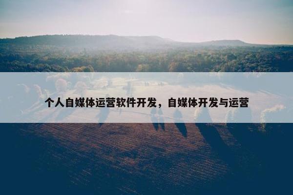 个人自媒体运营软件开发，自媒体开发与运营