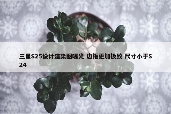 三星S25设计渲染图曝光 边框更加极致 尺寸小于S24