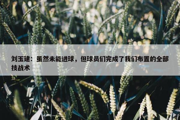 刘玉建：虽然未能进球，但球员们完成了我们布置的全部技战术