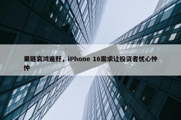 果链哀鸿遍野，iPhone 16需求让投资者忧心忡忡