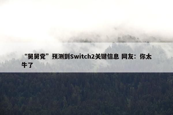 “舅舅党”预测到Switch2关键信息 网友：你太牛了