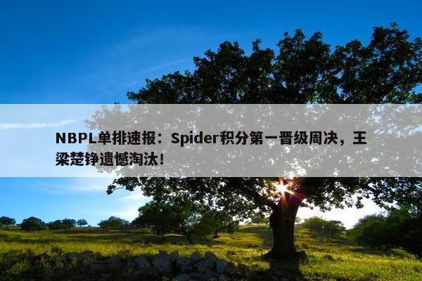 NBPL单排速报：Spider积分第一晋级周决，王梁楚铮遗憾淘汰！