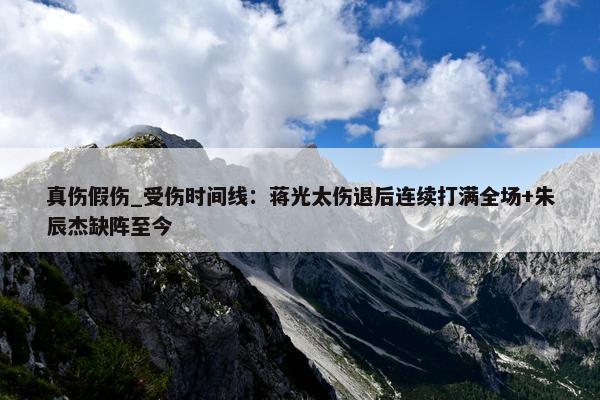 真伤假伤_受伤时间线：蒋光太伤退后连续打满全场+朱辰杰缺阵至今