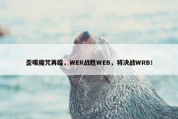 歪嘴魔咒再临，WER战胜WEB，将决战WRB！