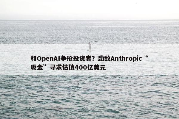 和OpenAI争抢投资者？劲敌Anthropic“吸金”寻求估值400亿美元