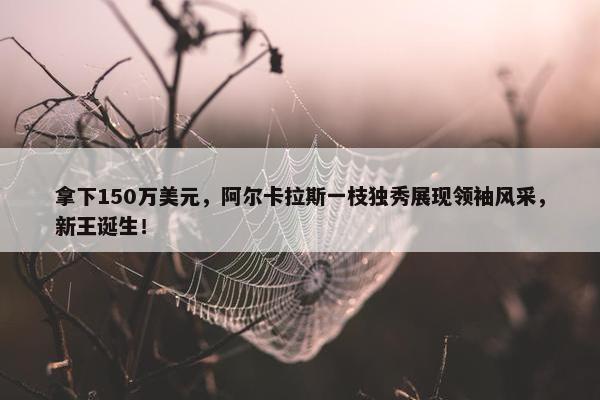 拿下150万美元，阿尔卡拉斯一枝独秀展现领袖风采，新王诞生！