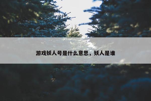 游戏妖人号是什么意思，妖人是谁