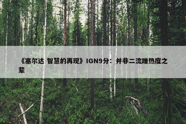 《塞尔达 智慧的再现》IGN9分：并非二流蹭热度之辈