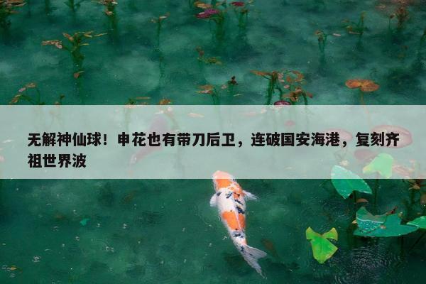 无解神仙球！申花也有带刀后卫，连破国安海港，复刻齐祖世界波