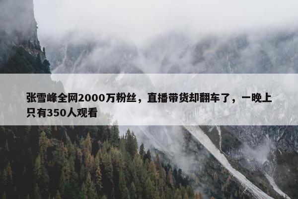 张雪峰全网2000万粉丝，直播带货却翻车了，一晚上只有350人观看