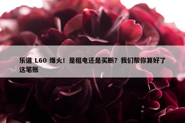 乐道 L60 爆火！是租电还是买断？我们帮你算好了这笔账