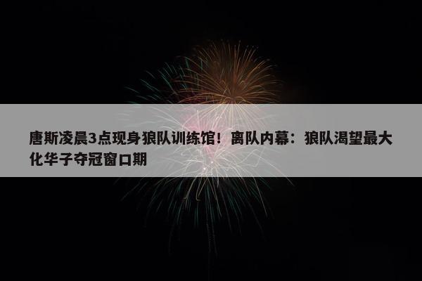 唐斯凌晨3点现身狼队训练馆！离队内幕：狼队渴望最大化华子夺冠窗口期